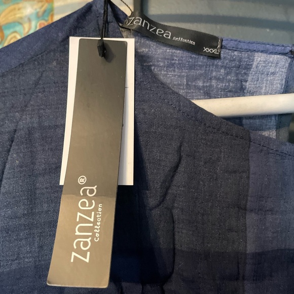 Zanzea Navy Checkered Long Sleeve Dress - Picture 3 of 4